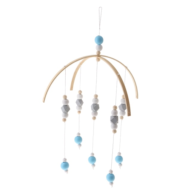 tejado De Móvil Cuna Móvil Para Niño Y Niñas Bebé Cama Decoración De La Habitación Plata y azul shamjiam Campanas de viento de madera