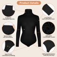 thumbnail image 5 of SHAPEVIVA Long Sleeve Bodysuit for Women Mock Turtle Neck Leotard Jumpsuit Shirt Basic Tops, 5 of 7