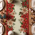 thumbnail image 2 of Sm:)e Red White Poinsettia & Pine Cone Christmas Table Runner, 13 x 72 Inch Red Farmhouse Table Decor, Universal for Indoor Outdoor Kitchen, Home & Party Decoration, 2 of 7