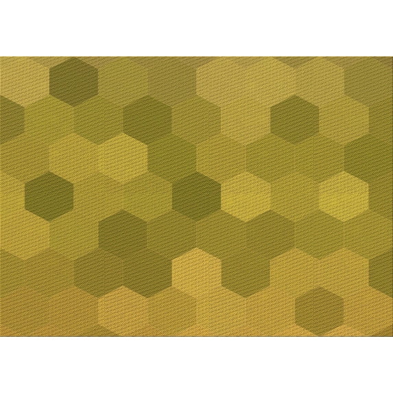 Ahgly Company Machine Washable Indoor Rectangle Transitional Yellow Area Rugs, 7' x 10'