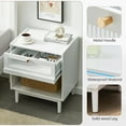 thumbnail image 4 of CLIPOP LED Nightstand Set of 2, White Bedside Table with Drawer, Solid Wood Legs, Fluted Glass Night Stand for Bedroom, Small Space, 4 of 10
