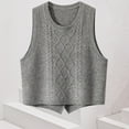 thumbnail image 4 of Iyufng Sweater Vest Women Cable Knit Vintage Sleeveless Crewneck Knitwear Casual Fashion Solid Color Lightweight Knitted Pullover Tank Tops Fall Winter Gray, 4 of 7