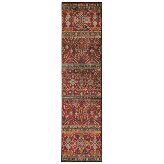 Neil 2' x 8' Washable Runner, Garnet and Ivory