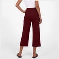 thumbnail image 2 of SBYOJLPB Solid Color Capris Pants for Women Elastic Waist Pocket Casual Stretchy Stylish Pants for Spring Summer Women's Cropped Pants, 2 of 6