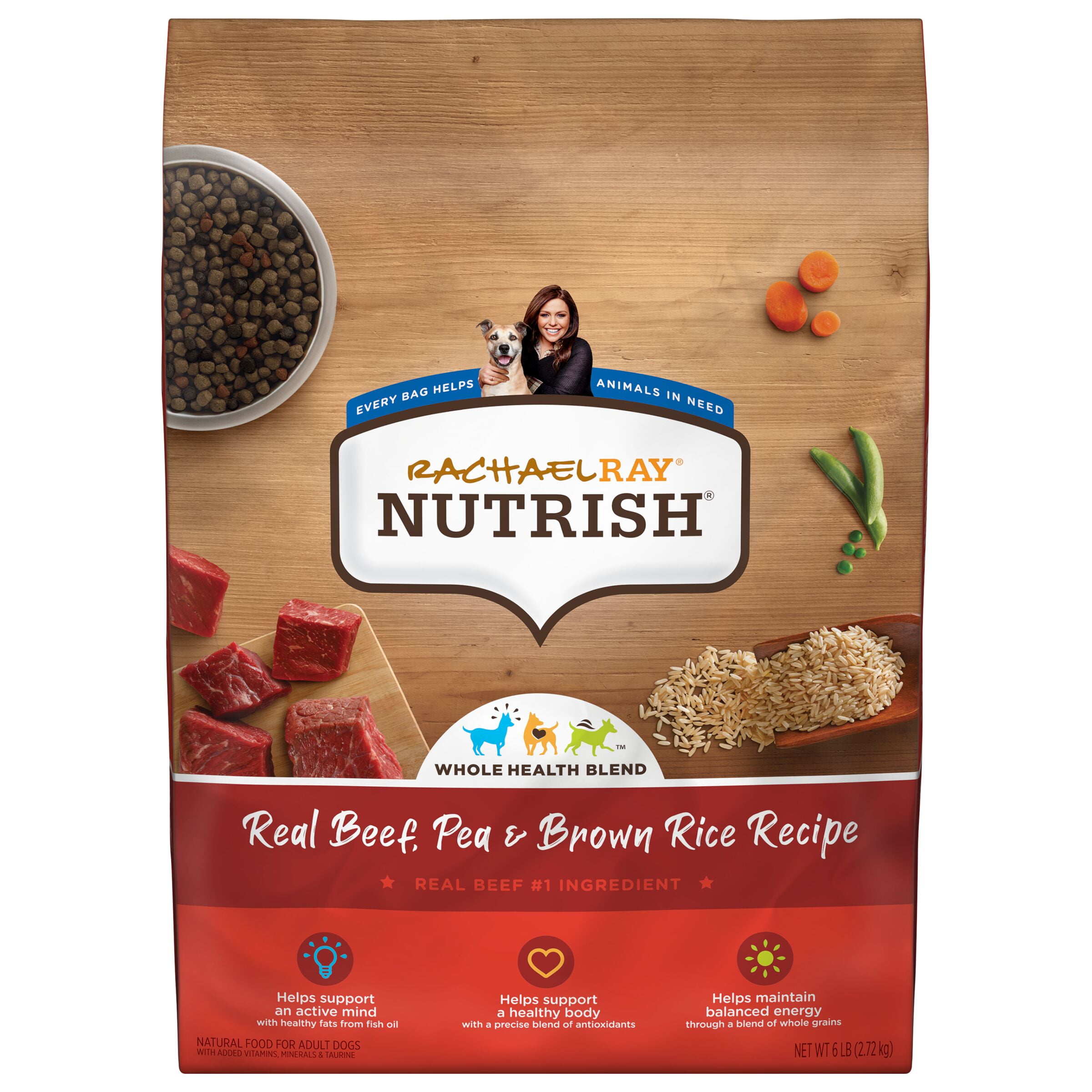 Rachael Ray Nutrish Real Beef, Pea & Brown Rice Recipe Dry Dog Food, 6 lb. Bag (Packaging May Vary)