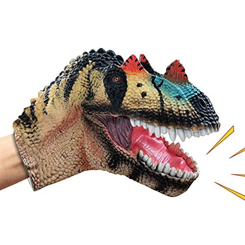 DINOSAUR HEAD FINGER PUPPETS hand soft rubber kids interactive learning toys fun 