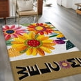 thumbnail image 2 of Area Rugs for Living Room Bedroom, Spring Daisy 4'x6' Rug Washable Carpet Runner Indoor Outdoor, Brown Modern Abstract Art Dots Floral Non Slip Accent Floor Mats Rug for Kitchen, Office, 2 of 8