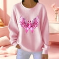 thumbnail image 2 of VKOYWKM Breast Cancer Awareness T-Shirt Women Oversized Long Sleeve Textured Shirts Pink Ribbon Graphic Tee Cancer Survivor Crew Neck Pullover Sweatshirt Fall Tops, 2 of 6