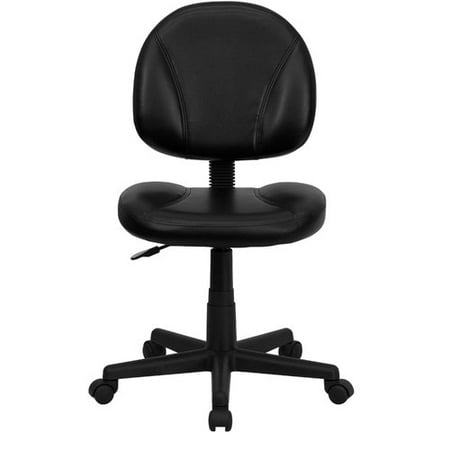 Leather Ergonomic Task Chair with Seat-Height Adjustment, Black