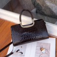 thumbnail image 3 of Genuine Cowhide Leather Women Satchel,Crocodile Embossed Crossbody Shoulder Handbag, 3 of 7