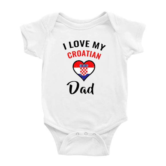 J'aime Mon Papa Croate Cœur Drapeau Mignon Cache-Couche pour Bébé Cache-Couche pour Bébé