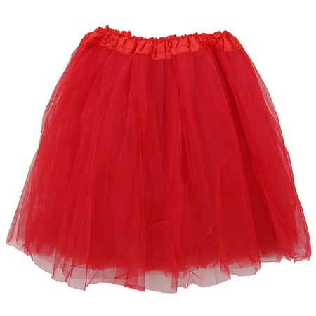 Extra Plus Size Red Adult Size 3-Layer Tulle Tutu Skirt - Princess Halloween Costume, Ballet Dress, Party Outfit, Warrior Dash/ 5K Run