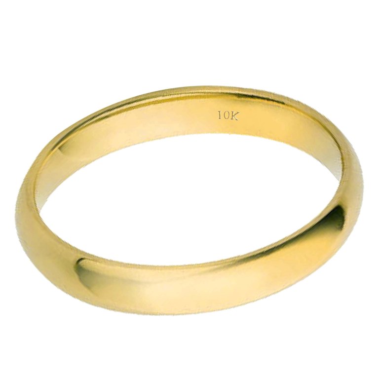 10K Solid Yellow Gold 4mm Plain Men's and Women's Wedding Band