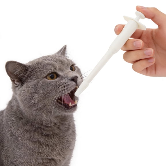 Unique Bargains Cat Pill Shooter Pet Piller Gun with Two Silicone Tips Pill Popper for Cats Medication Feeder White