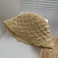 thumbnail image 4 of CoCopeaunts Hollow Straw Weave Bucket Hats For Women Spring Summer Travel Sunshade Hat Fishermen Cap For Lady Panama Outdoor Basin Cap Gorro, 4 of 6