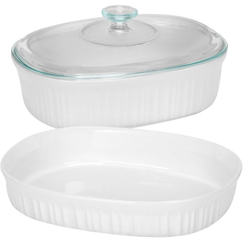 Corningware French White 3 Piece Bake Serve Set With Glass Cover Walmart Com