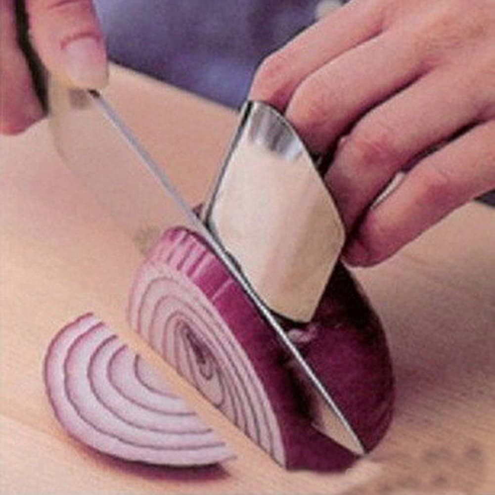 2 Pcs Kitchen Finger Hand Protector Guard Stainless Chop Slice Shield Cook Tool 