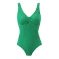 thumbnail image 4 of Ndbuld Women Athletic One Piece Swimsuit Sport Bathing Suit Splice Swimwear on Clearance Green L, 4 of 6