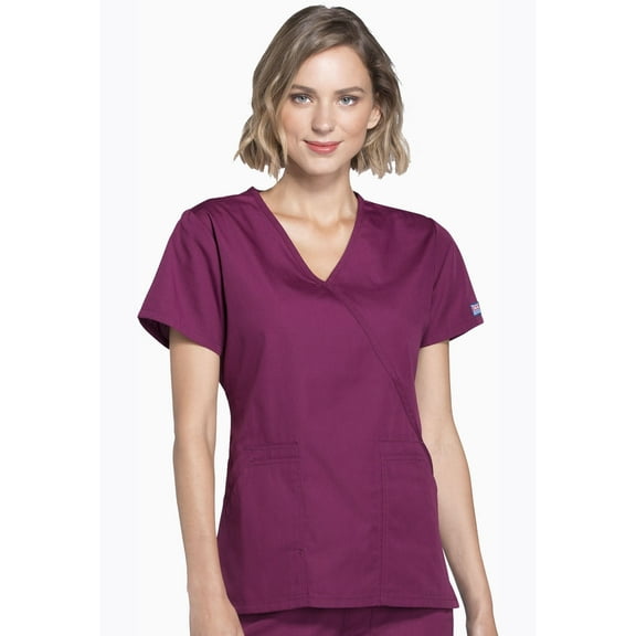 Cherokee Workwear Women's Scrubs Top Mock Wrap 4741