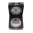 thumbnail image 1 of Brass Compass &amp; Clock W/Wooden Case, 1 of 5