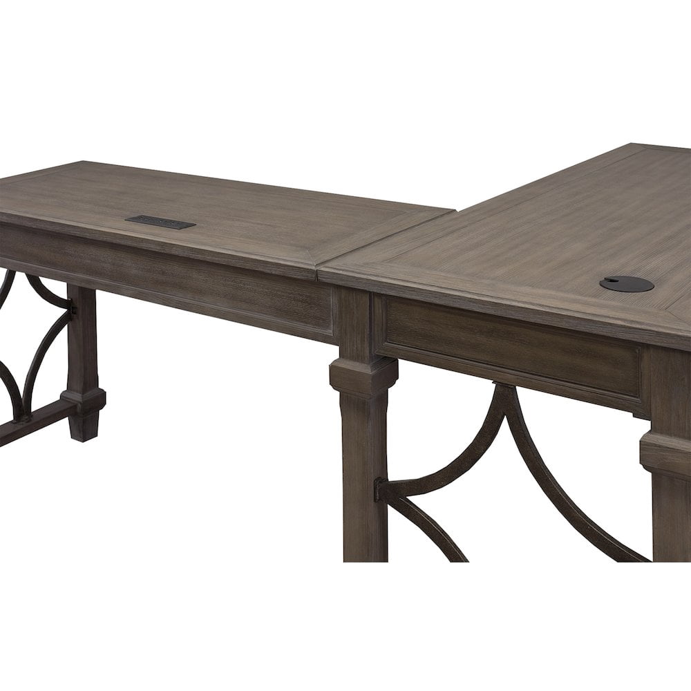 Martin Furniture Carson Wood Open L-Desk & Return Writing Table Office Desk Gray