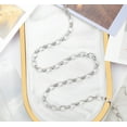 thumbnail image 6 of Aobei Pearl Platinum Plated Long Chain Necklace for Women Chunky Hollow Rhombus Chain Link Necklace Adjustable Geometric Open Chain Layering Jewelry 33.5” + 2”, 6 of 7