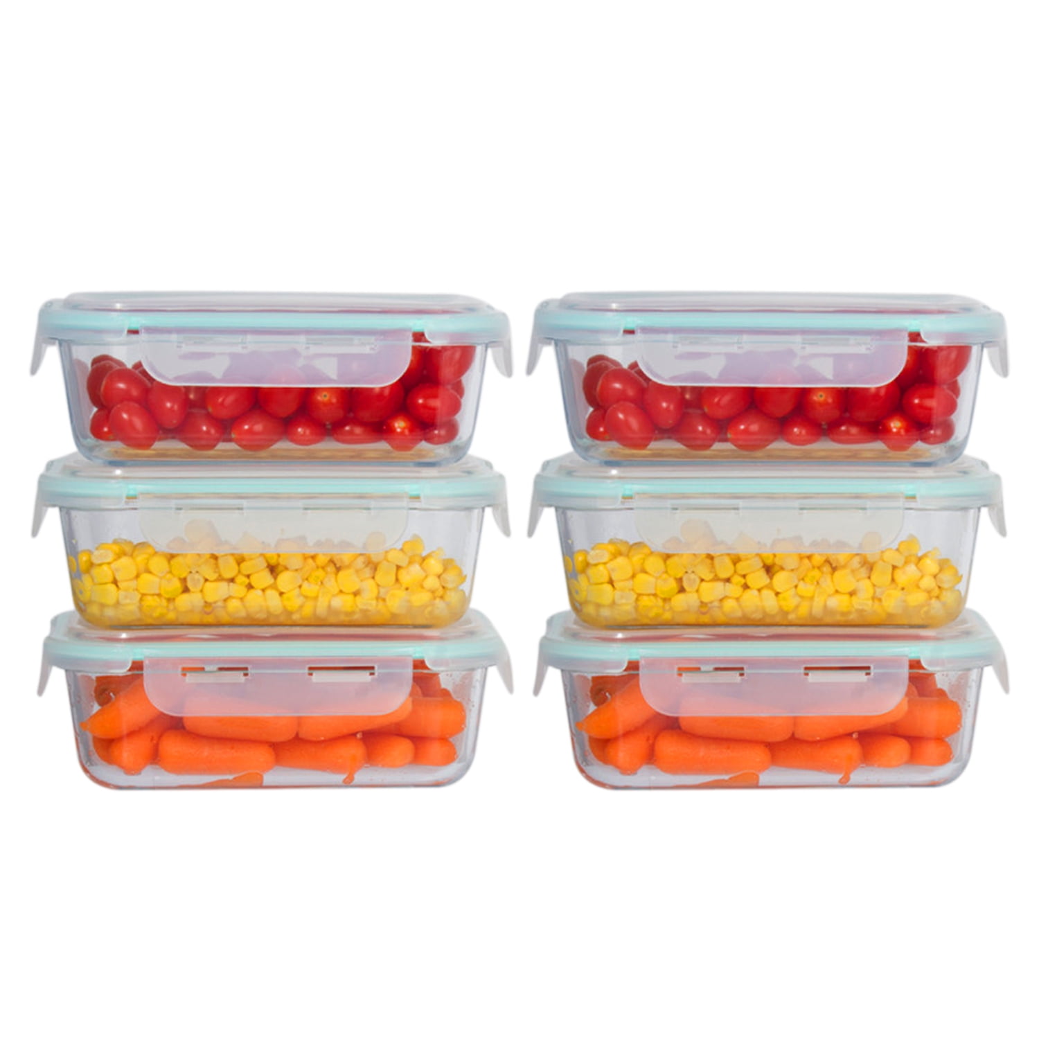 6 Pack Glass Meal Prep 13 Oz. Storage / Baby Food Containers With Snap Locking Lid
