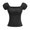 Black, variant on Women's Casual V-Neck Puff Sleeve Top Solid Color Short Sleeve Blouse Fashion Loose Comfy Shirt, Black XXL