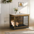thumbnail image 4 of JY QAQA Dog Crate Furniture, Wooden Dog Crate Table, Double-Doors Dog Furniture, Indoor Kennel, Dog Cage/Brown/M, 4 of 11