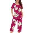 thumbnail image 2 of Ensembles de Pyjama pour Femmes, Shorts pour Femmes, Blouse Décontractée à Col Rond et Manches Courtes, Ensemble de Pyjama Mode, 2 of 7