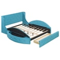 thumbnail image 6 of Upholstered Platform Bed Queen Size Storage Velvet Bed with Wingback Headboard and 1 Big Drawer,2 Side Storage Stool, 6 of 21