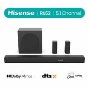 Hisense R652 5.1 440W output, Rear Surround Speakers, 6.5” Wireless Subwoofer Soundbar, Dolby Atmos and DTS Virtual X, Easy Connect