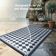 thumbnail image 4 of BERTHMEER 8'x10' Large Outdoor Rugs Waterproof Plastic Rugs Checkered Patio Rugs Straw Rugs Camping Rugs, Porch,Deck Rugs, RV Rugs for outside, Deep Blue, 4 of 5