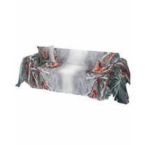 Christmas Sofa Couch Covers for 3 Cushion Couch, Washable L Shape Sectional Sofa Covers for Loverseat/Pets/Kids, Xmas Birds Berry Red Snowflake Slipcover Blanket Futon Cover 71''x134''