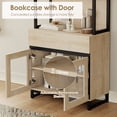 thumbnail image 5 of WAMPAT 2 PCS Modern 72" Tall Bookcase with 2 Drawers and Open Book Shelf, Library Book Shelf with Storage Cabinet and Glass Doors, Wood Freestanding Bookshelves for Home Office, Living Room, Beige, 5 of 11