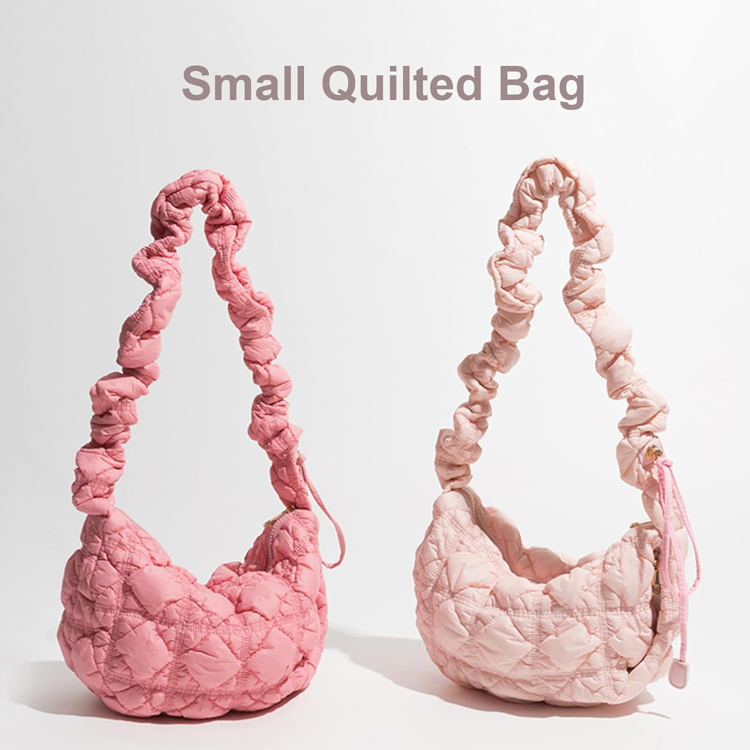 Small Bag,Adjustable Shoulder Strap Puffer Crescent Crossbody Bags Lightweight Hobo Handbag Puff Purse