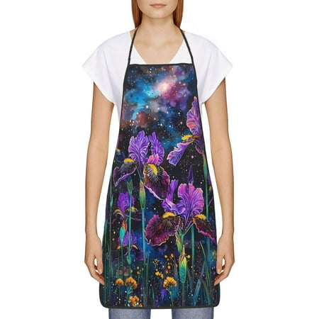 

Goofa Bib Apron Unisex Aprons Adjustable Waterdrop Resistant Cooking Kitchen Apron for Chef Starry Night Iris Field Pattern Apron Bulk