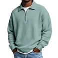thumbnail image 3 of Quarter Zip Pullover Men 2026 Fall Winter Long Sleeve Plain Waffle Knit Lapel Collar Pullover Sweatshirt, 3 of 5