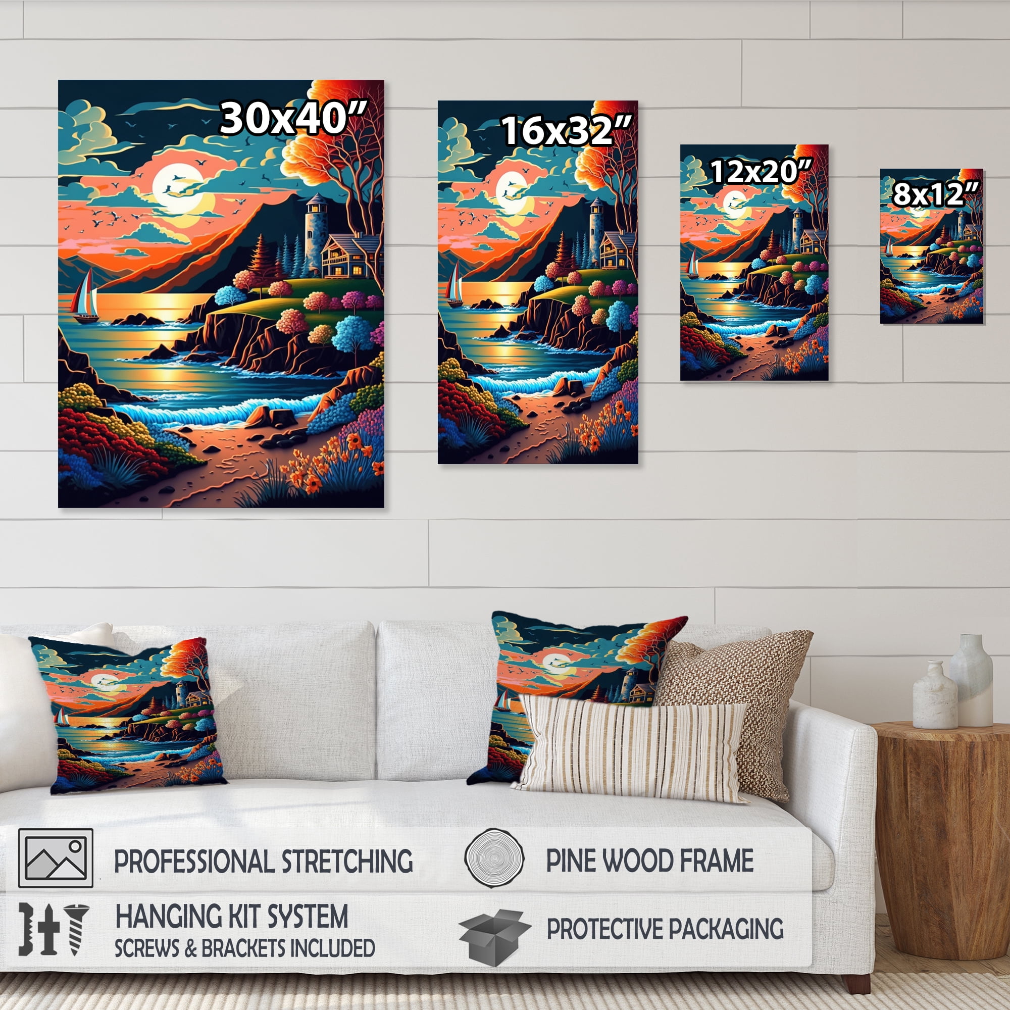 Designart Sunset In Modern Vector Style III Canvas Wall Art