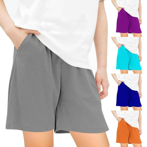 Miluxas Girls Athletic Shorts with Pocket Lightweight Running Shorts for Teen Girls Kids Purple 13 Years