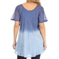 thumbnail image 2 of Sakkas Petra Women's Casual Loose Flared Corset Short Sleeve Lace Blouse Top Tunic - 2202-Blue - One Size, 2 of 5
