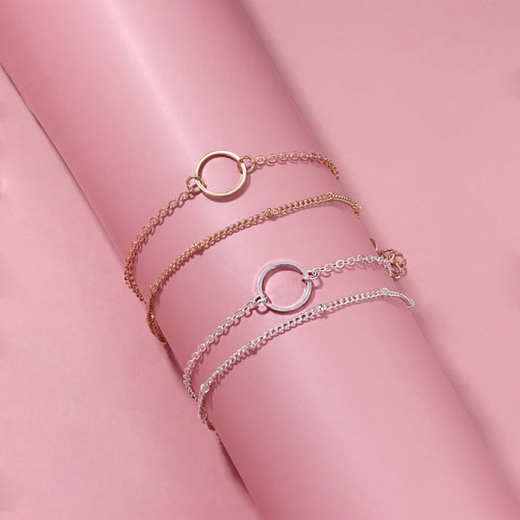 onlyliua Liquidación Pulsera Hueca Redonda Doble Cadena, Accesorios para Fiestas, Bodas, Joyas Ajustables