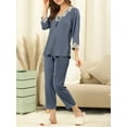thumbnail image 5 of Unique Bargains Women’s Satin Pajama Lace Trim Night Suit Lounge Sleepwear Sets, 5 of 6