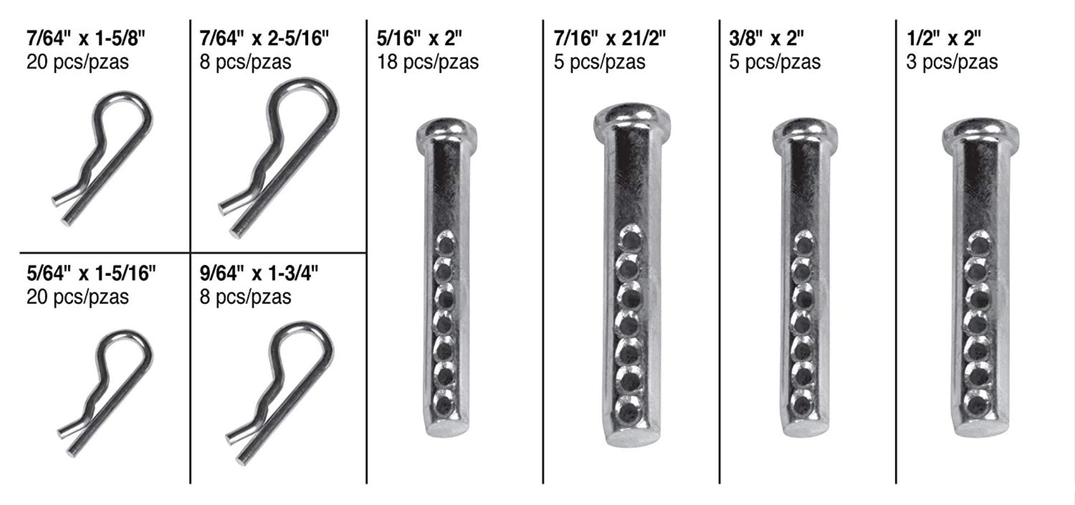 Pack of 400 pcs Clevis Pin 5/16" x 7/8" Carbon Steel Zinc Plated 