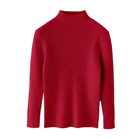 Girls 𝐂ream Sweater Knit Turtleneck Ribbed Oversized Pullover Sweater Kids Plain Slim Fall Winter Warm Clothes