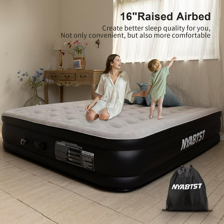 Air Mattress Queen with Built in Pump 16 Twin air Mattress Soft Flocked Air Mattress with Automatic Inflation and deflation Function Very Suitable Guests Overnight Camping and Family Game Walmart