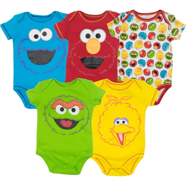 Sesame Street - Sesame Street Baby Boy Girl 5 Pack Bodysuits - Elmo ...