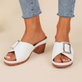thumbnail image 7 of BLTIBY Sandals for Women Summer Casual Thick Heel High Heel Fashion Comfortable High Block Chunky Heels Fashion Open Toe Slippers White 6, 7 of 7