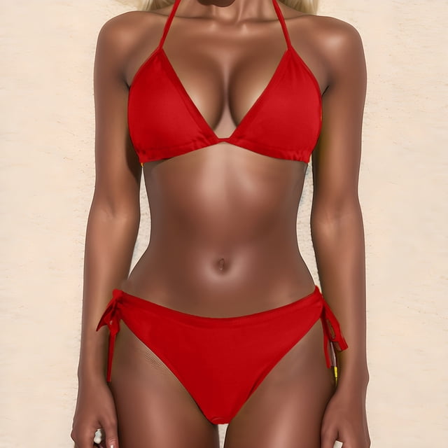 YOUSNH Maillot de Bain Deux Pièces Grande Taille pour Femmes Rehausseur Bikini Tankinis Rouge TG