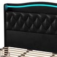 thumbnail image 6 of Craftian King Size Standard Bed Frame with Storage & Power Outlets, Upholstered Bed Frame with LED Lights & Headboard, Black, 6 of 8